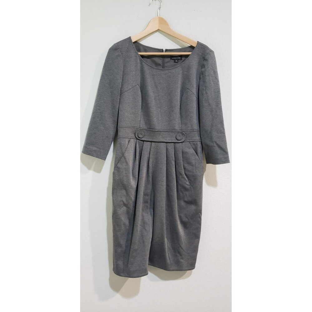 Tahari by Arthur S. Levine ASL Charcoal Gray Seamed A-Line Dress 10